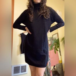 Turtleneck Sweater Dress- Black